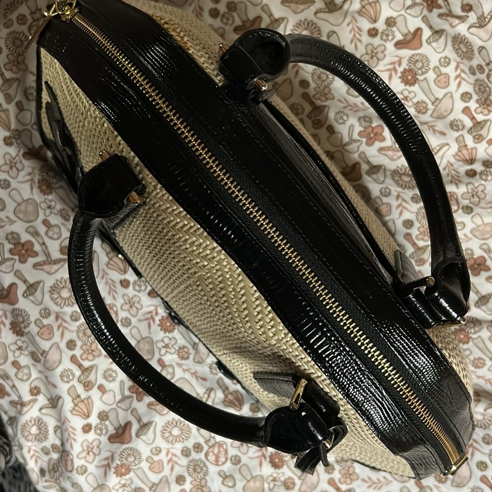 Brahmin Black and Cream Floral Shoulder Bag - Picture 6 of 8